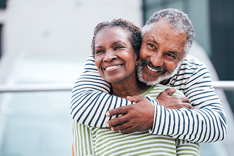 A couple smiling. Links to Gifts of Real Estate